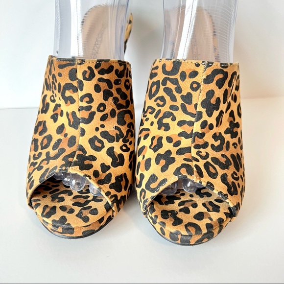 SHOE DAZZLE “Ransa” Leopard Print Peep Toe Slip On Heels—SZ. 8 - Picture 3 of 13